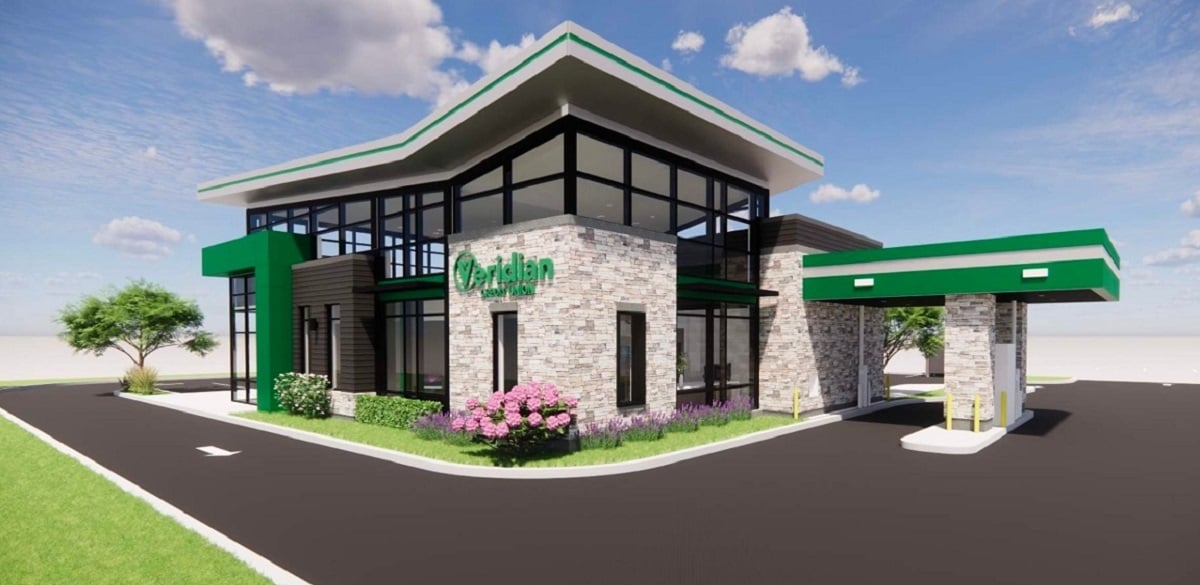 Rendering of the Veridian Credit Union Branch in Eden Prairie